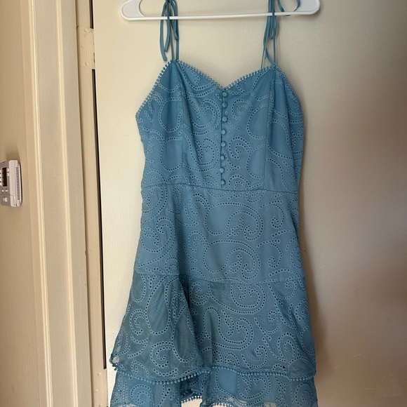 EUC ALICE + OLIVIA ROSETTE SWEETHEART NECK RUFFLE MINI DRESS SZ 10 SOLD OUT - Picture 7 of 11